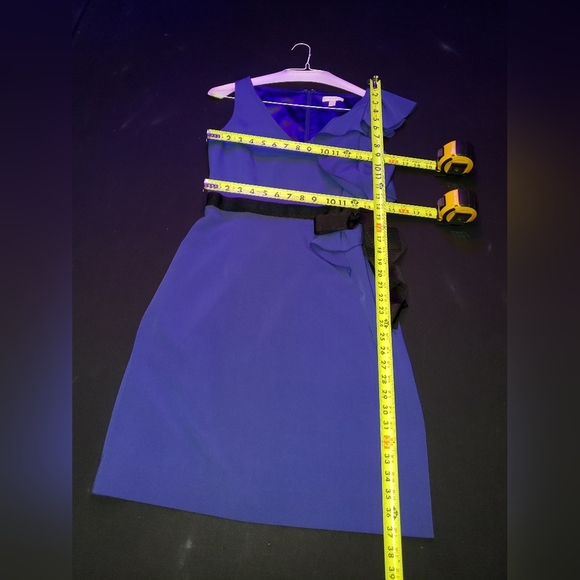 Newyork Co. Women's Solid Blue Polyester V-Neck Sleeveless Knee Length Dress 6 - Picture 12 of 12